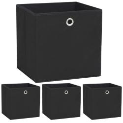 Bo&icirc;te de rangement 4 pcs Tissu non-tiss&eacute; 32x32x32 cm Noir