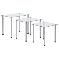 Tables gigognes 3 pcs Transparent Verre tremp&eacute;