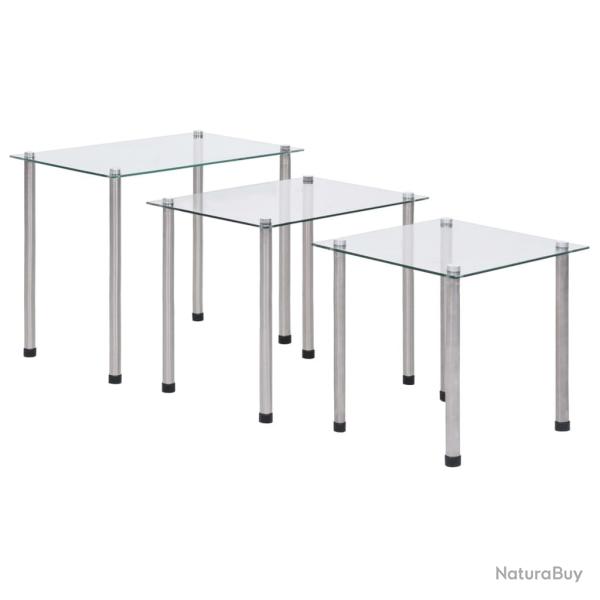 Tables gigognes 3 pcs Transparent Verre tremp�