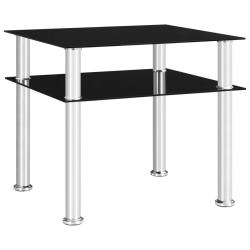 Table d'appoint Noir 45x50x45 cm Verre tremp&eacute;