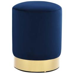 Tabouret Bleu et dor&eacute; Velours 28 x 36 cm