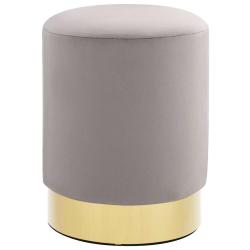 Tabouret Gris clair et dor&eacute; Velours 28 x 36 cm