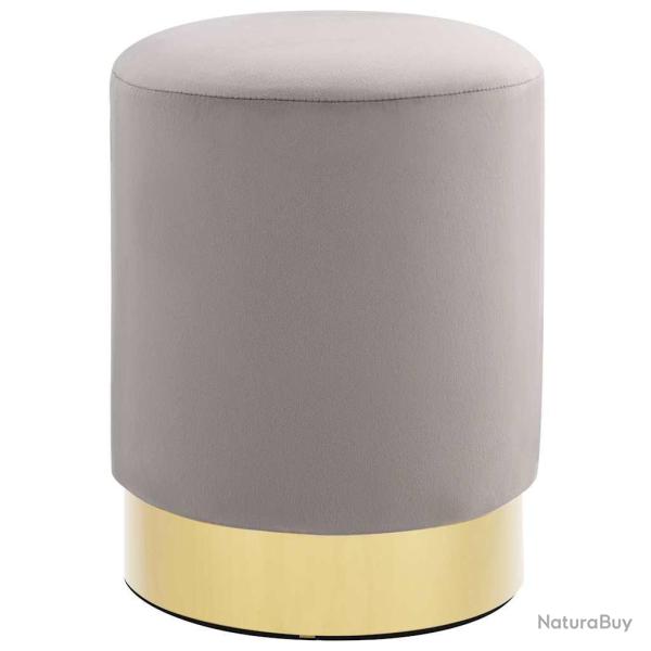 Tabouret Gris clair et dor� Velours 28 x 36 cm