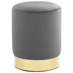 Tabouret Gris fonc&eacute; et dor&eacute; Velours 28 x 36 cm