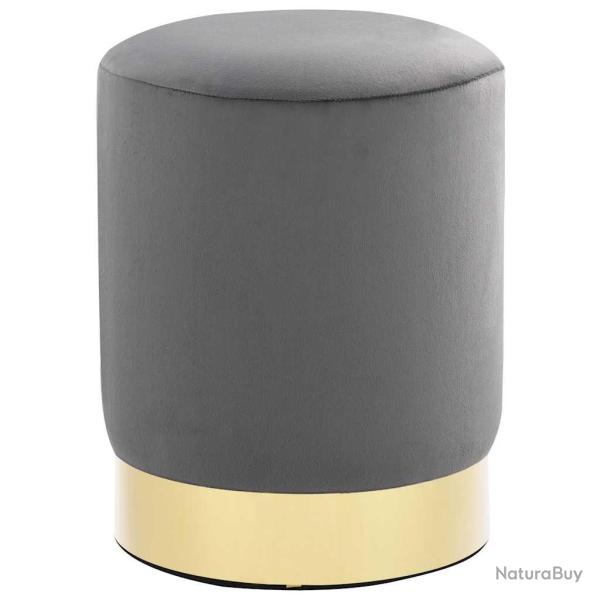 Tabouret Gris fonc� et dor� Velours 28 x 36 cm