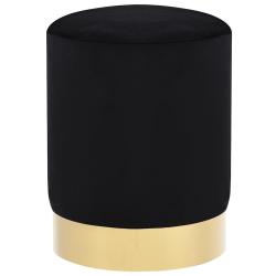 Tabouret Noir et dor&eacute; Velours 28 x 36 cm