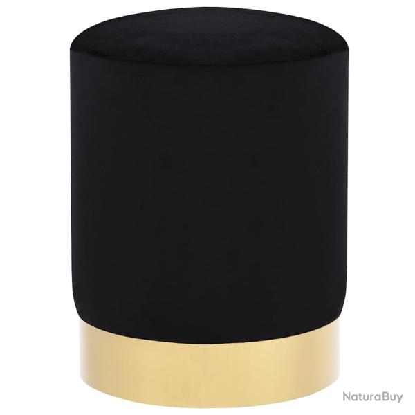 Tabouret Noir et dor� Velours 28 x 36 cm