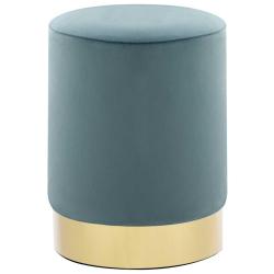Tabouret Bleu clair et dor&eacute; Velours 28 x 36 cm