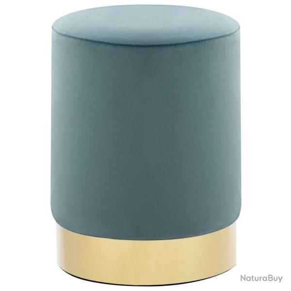 Tabouret Bleu clair et dor� Velours 28 x 36 cm
