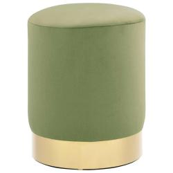 Tabouret Vert moutarde et dor&eacute; Velours 28 x 36 cm