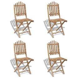 Chaises pliables d'ext&eacute;rieur en bambou, lot de 4, pour la terrasse
