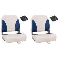 Si&egrave;ge de bateau pliable lot de 2 oreiller bleu blanc