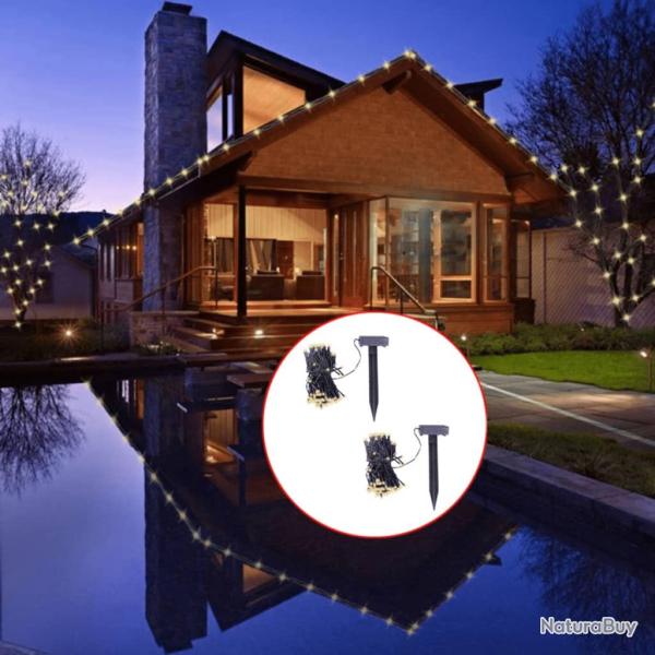 Guirlande lumineuse solaire LED 2 pcs Blanc chaud
