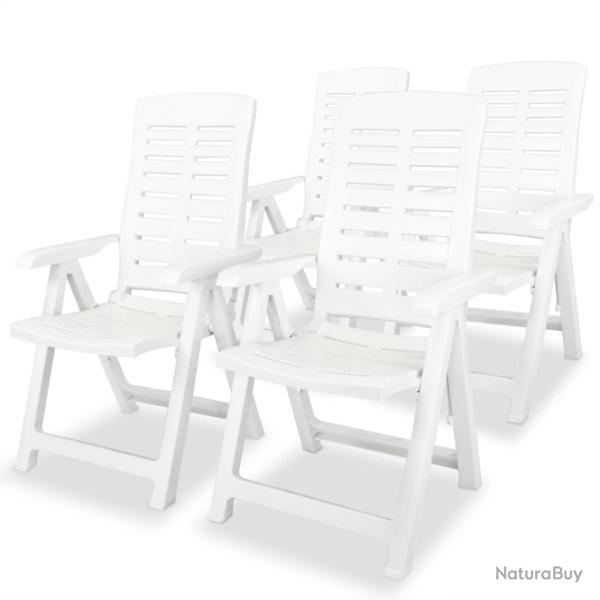 Chaises inclinables de lot de 4 Plastique Blanc
