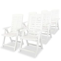 Chaises inclinables de lot de 6 Plastique Blanc