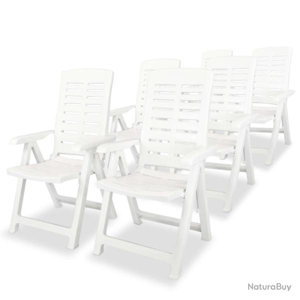 Chaises inclinables de lot de 6 Plastique Blanc