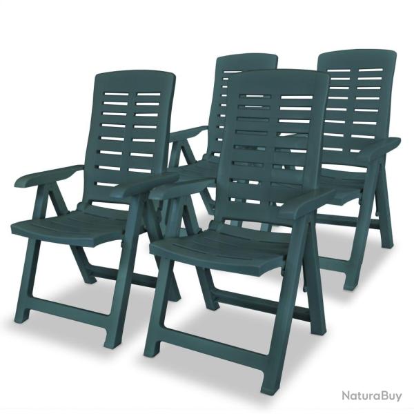 Chaises inclinables de lot de 4 Plastique Vert