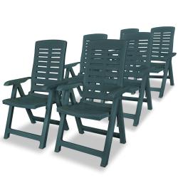 Chaises inclinables de lot de 6 Plastique Vert