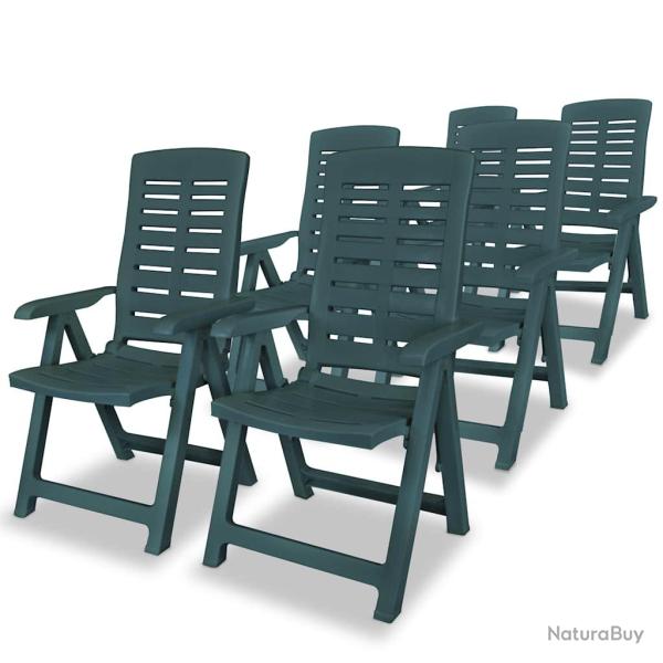 Chaises inclinables de lot de 6 Plastique Vert