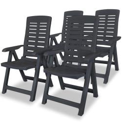Chaises inclinables de lot de 4 Plastique Anthracite