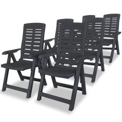 Chaises inclinables de lot de 6 Plastique Anthracite