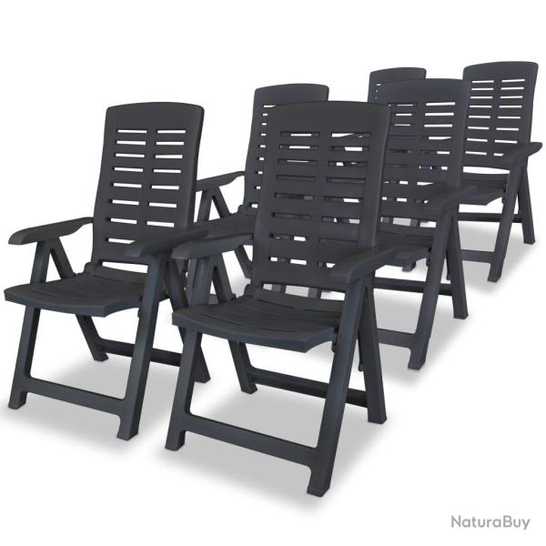 Chaises inclinables de lot de 6 Plastique Anthracite