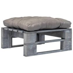 Repose-pied palette de avec coussin en gris gris bois