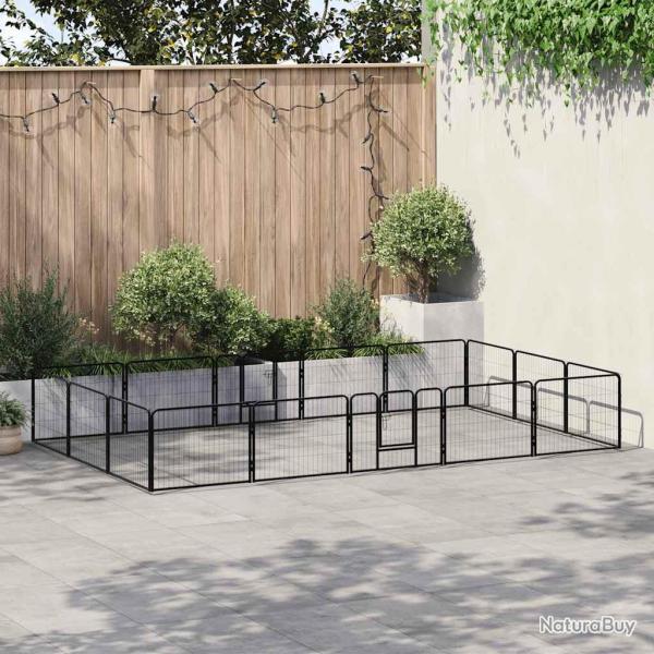 Parc pour chiens 16 panneaux Acier 60 x 80 cm Noir