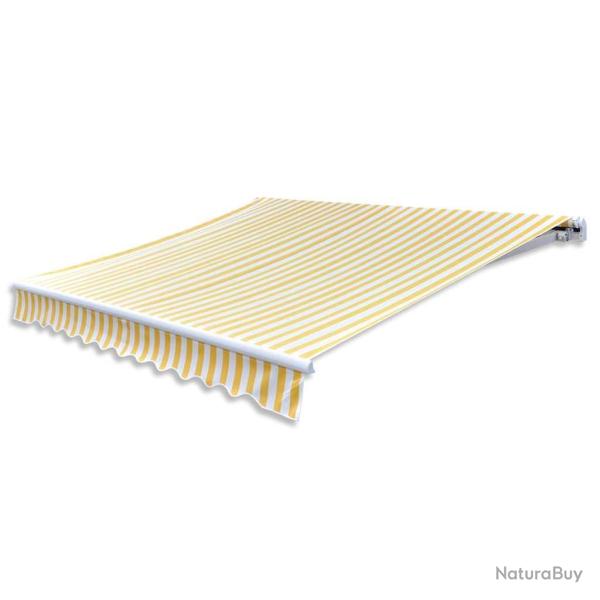 Auvent pliable manuel jaune/blanc pour la terrasse, 300 cm