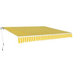 Auvent pliable manuel jaune/blanc pour la terrasse, 400 cm