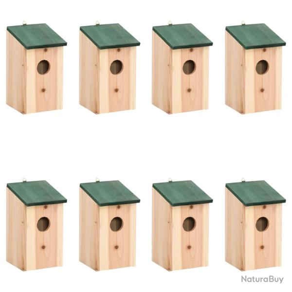 Nichoirs 8 pcs Bois 12x12x22 cm
