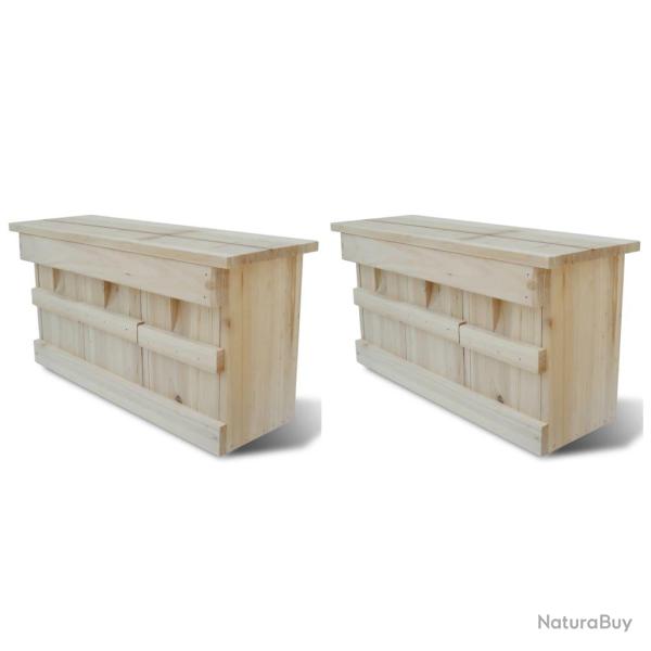 Maisons pour moineau 2 pcs Bois 44 x 15,5 x 21,5 cm