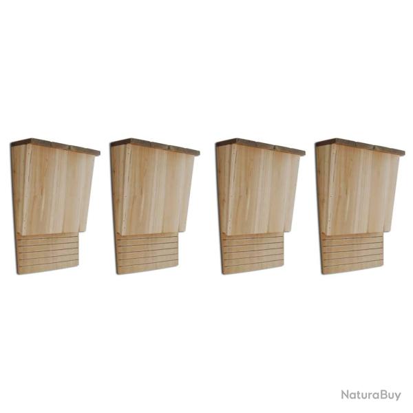 Maison pou chauve-souris 4 pcs 22 x 12 x 34 cm Bois