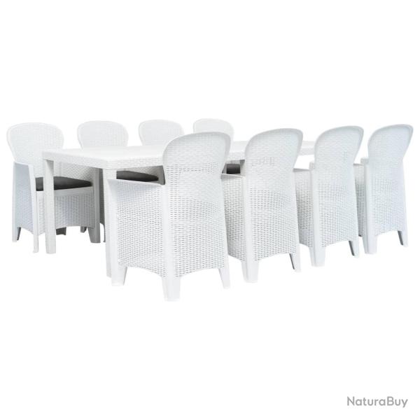 Ensemble � manger d'ext�rieur 9pcs Plastique Blanc Aspect rotin