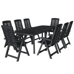Ensemble &agrave; manger d'ext&eacute;rieur 9 pcs Plastique Anthracite
