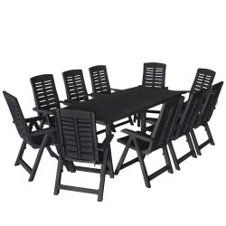 Ensemble &agrave; manger d'ext&eacute;rieur 11 pcs Plastique Anthracite