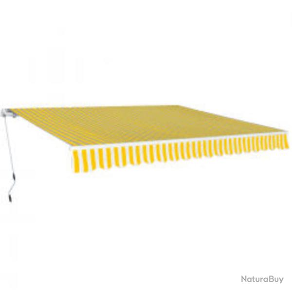 Auvent pliable manuel jaune/blanc pour la terrasse, 600 cm
