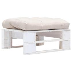 Repose-pied palette de avec coussin sable Blanc Bois
