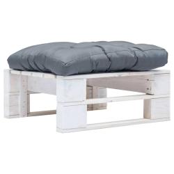 Repose-pied palette de avec coussin gris Blanc Bois