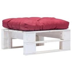 Repose-pied palette de avec coussin rouge Blanc Bois