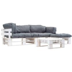 Salon de palette 4 pcs avec coussins gris Bois