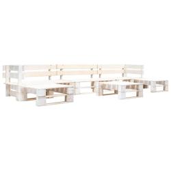 Salon de palette 6 pi&egrave;ces en bois blanc