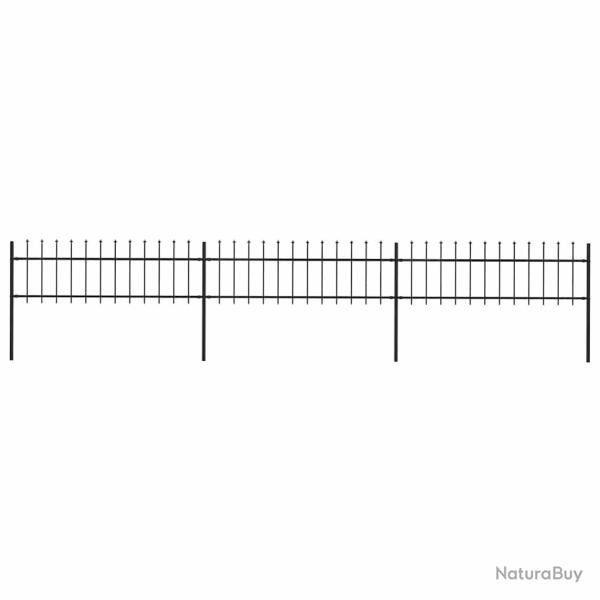 Cl�ture de  avec dessus en forme de lance en acier 537 x 60 cm Noir