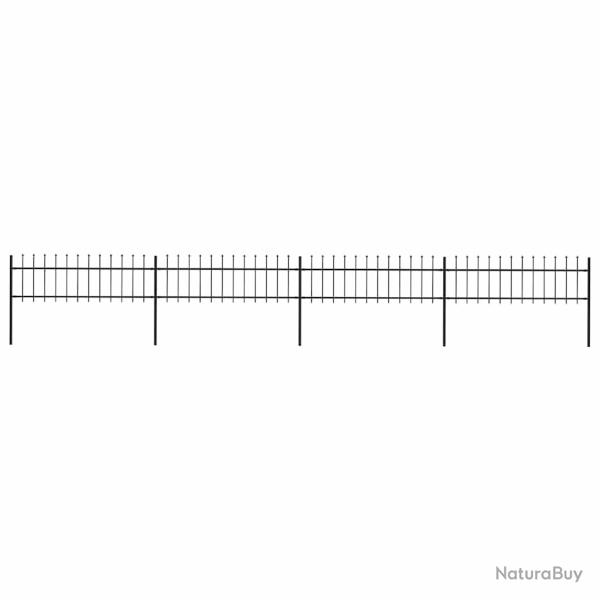 Cl�ture de  avec dessus en forme de lance en acier 714,5 x 60 cm Noir
