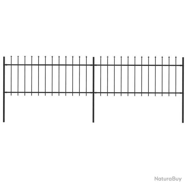 Cl�ture de  avec dessus en forme de lance en acier 359 x 80 cm Noir