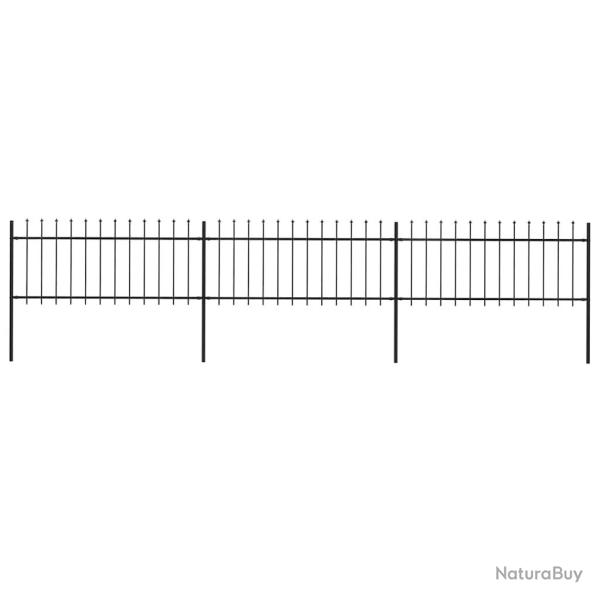 Cl�ture de  avec dessus en forme de lance en acier 537 x 80 cm Noir