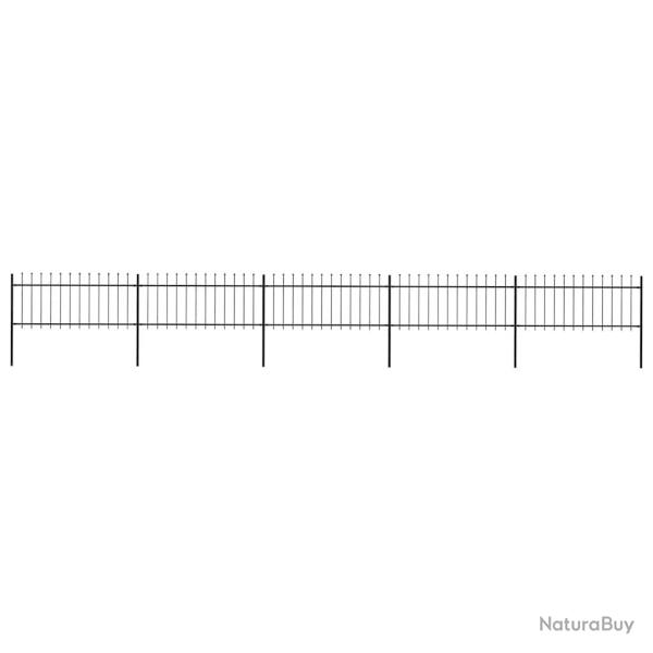 Cl�ture de  avec dessus en forme de lance en acier 892,5 x 80 cm Noir