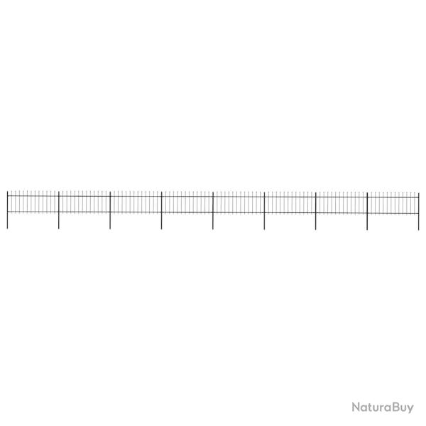Cl�ture de  avec dessus en forme de lance en acier 1426 x 80 cm Noir