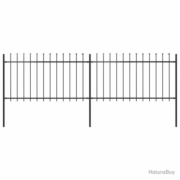 Cl�ture de  avec dessus en forme de lance en acier 359 x 100 cm Noir