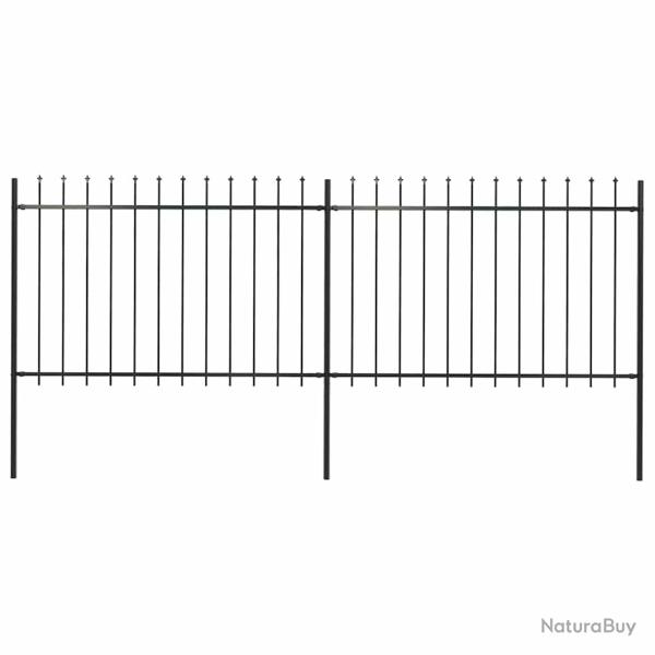 Cl�ture de avec dessus en lance Acier 3,4x1,2 m Noir